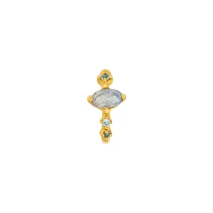 Silber Earcuff Gorgeous Gems, Labradorit, Gelbgold-LEAF Fashion