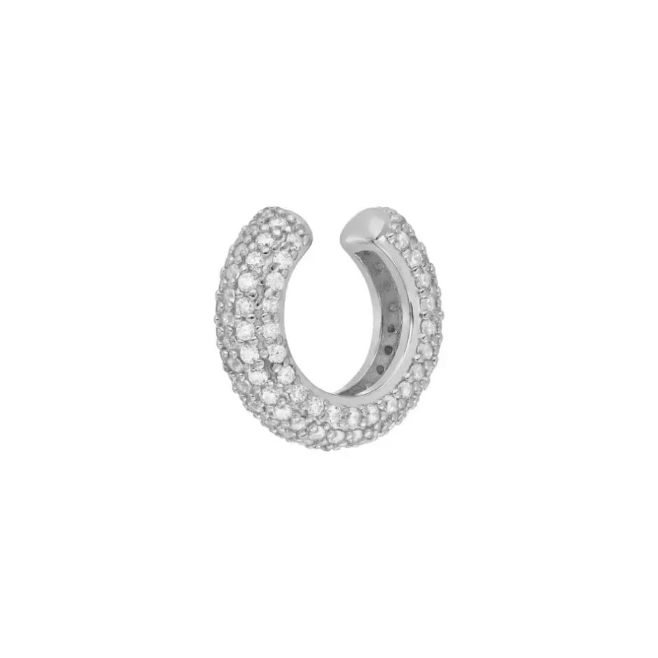 silber_earcuff_pave_weiss_0.webp Silber Earcuff, PAVE Weiss, Silber-LEAF Fashion