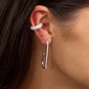 Silber Earcuff, PAVE Weiss, Gelbgold-LEAF Outlet