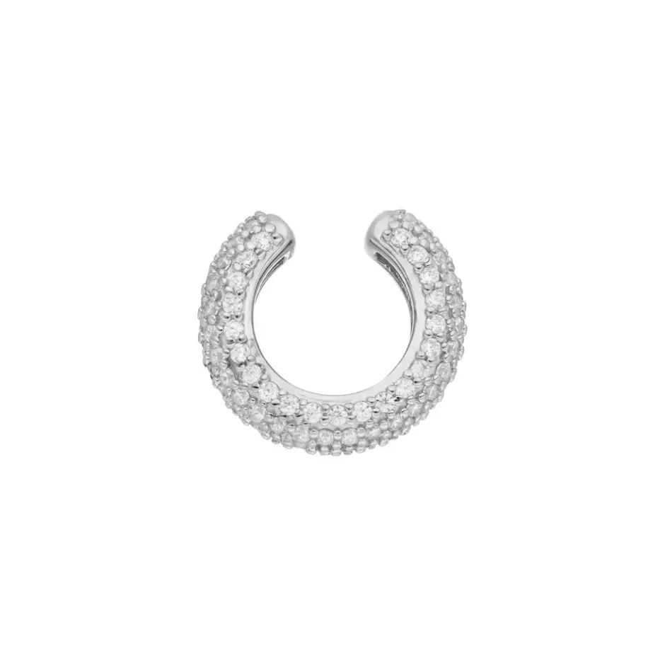 silber_earcuff_pave_weiss_2.webp Silber Earcuff, PAVE Weiss, Silber-LEAF Fashion