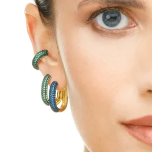 Silber Earcuff, PAVE Weiss, Silber-LEAF Fashion
