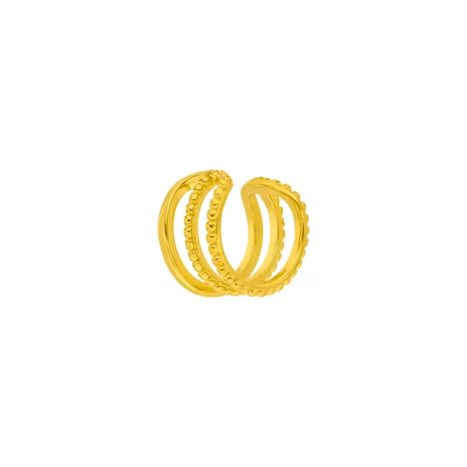 silber_earcuff_triple_gel_0.webp Silber Earcuff, TRIPLE, Gelbgold-LEAF Fashion