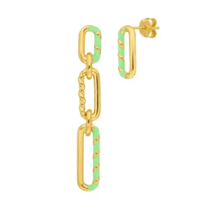 Silber Ohrringe, Gelbgold, Neon Twist-LEAF Fashion