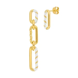 Silber Ohrringe, Gelbgold, Neon Twist-LEAF Fashion