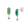 Silber Ohrstecker CUBE, Grüner Achat-LEAF Sale