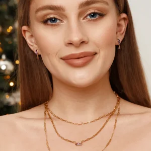 Silber Ohrstecker CUBE, Grüner Achat, Rosegold-LEAF Hot