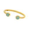 Silber Open Ring, Amazonit, Gelbgold-LEAF Online