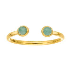 Silber Open Ring, Amazonit, Gelbgold-LEAF Online