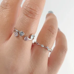 Silber Open Ring, Amazonit, Gelbgold-LEAF Online