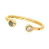 Silber Open Ring, Labradorit, Gelbgold-LEAF Clearance