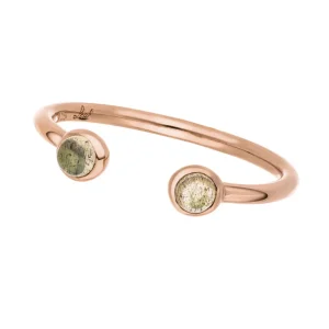 Silber Open Ring, Labradorit, Rosegold-LEAF New