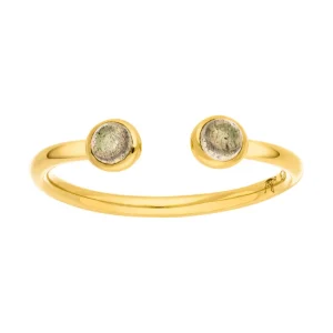 Silber Open Ring, Labradorit, Gelbgold-LEAF Clearance