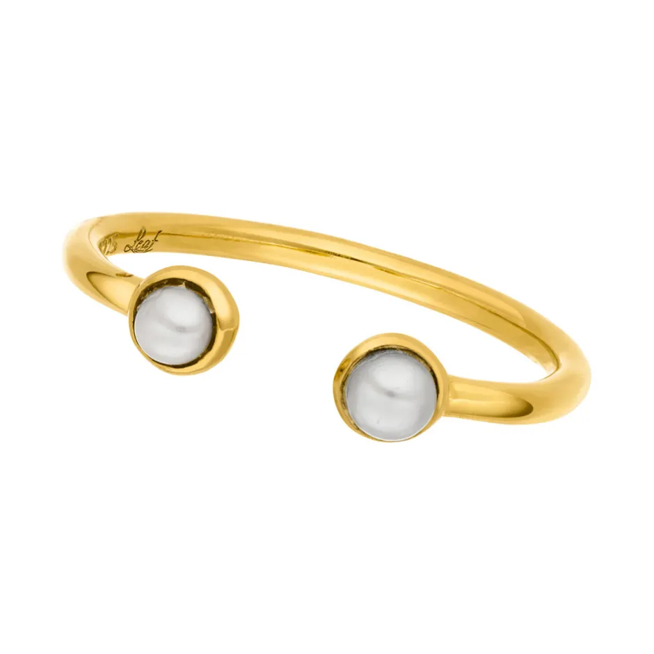 silber_open_ring_perle_ge_0.webp Silber Open Ring, Perle, Gelbgold-LEAF Fashion