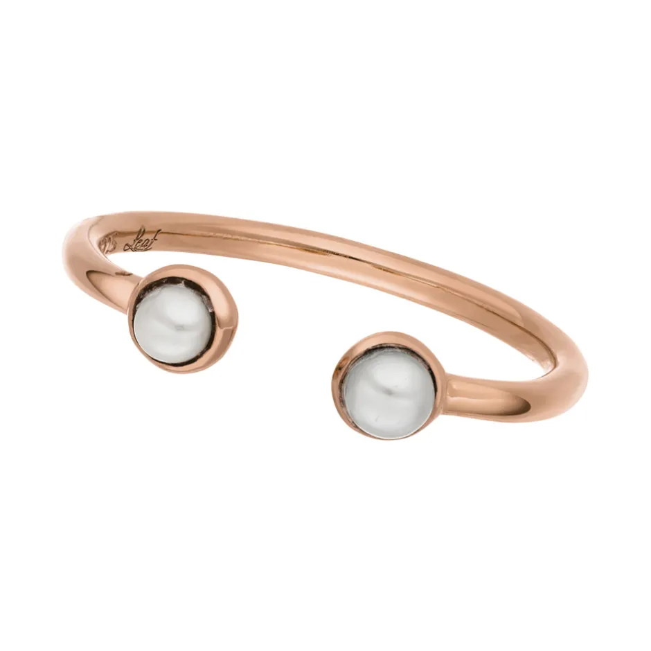silber_open_ring_perle_ro_0.webp Silber Open Ring, Perle, Rosegold-LEAF Clearance