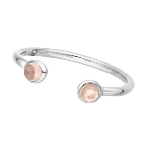 Silber Open Ring, Rosenquarz-LEAF New