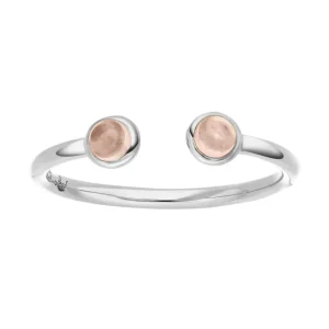 Silber Open Ring, Rosenquarz-LEAF New