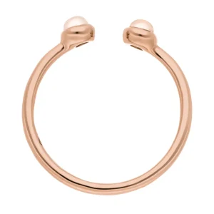 Silber Open Ring, Rosenquarz, Rosegold-LEAF Hot