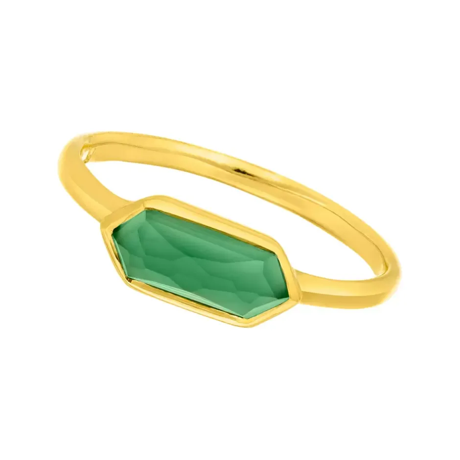 silber_ring_cube_grner_ac_0-1.webp Silber Ring, CUBE, Grüner Achat, Gelbgold-LEAF Online