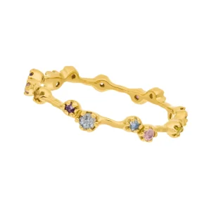 Silber Ring, Eternity Gems, Gelbgold-LEAF Clearance