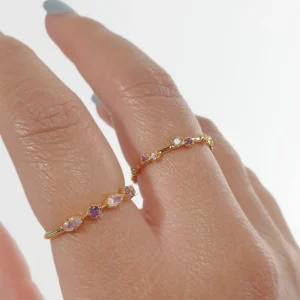 Silber Ring, Eternity Gems, Gelbgold-LEAF Clearance
