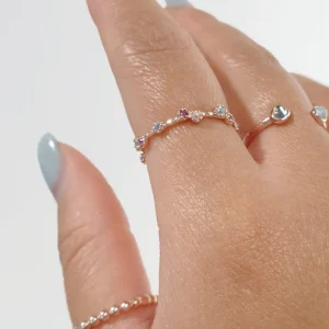 Silber Ring, Eternity Gems, Gelbgold-LEAF Clearance