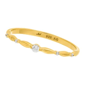 Silber Ring mit Zirkonia, Gelbgold, Gr.52-LEAF Online