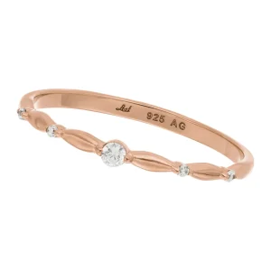 Silber Ring mit Zirkonia, Rosegold-LEAF Clearance