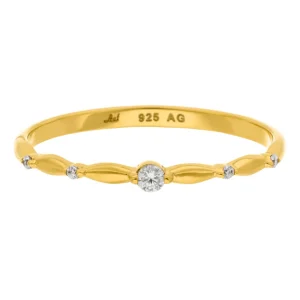 Silber Ring mit Zirkonia, Gelbgold, Gr.52-LEAF Online