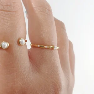 Silber Ring mit Zirkonia, Rosegold-LEAF Clearance