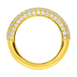 Silber Ring, PAVE, Gelbgold, Gr.52-LEAF Clearance