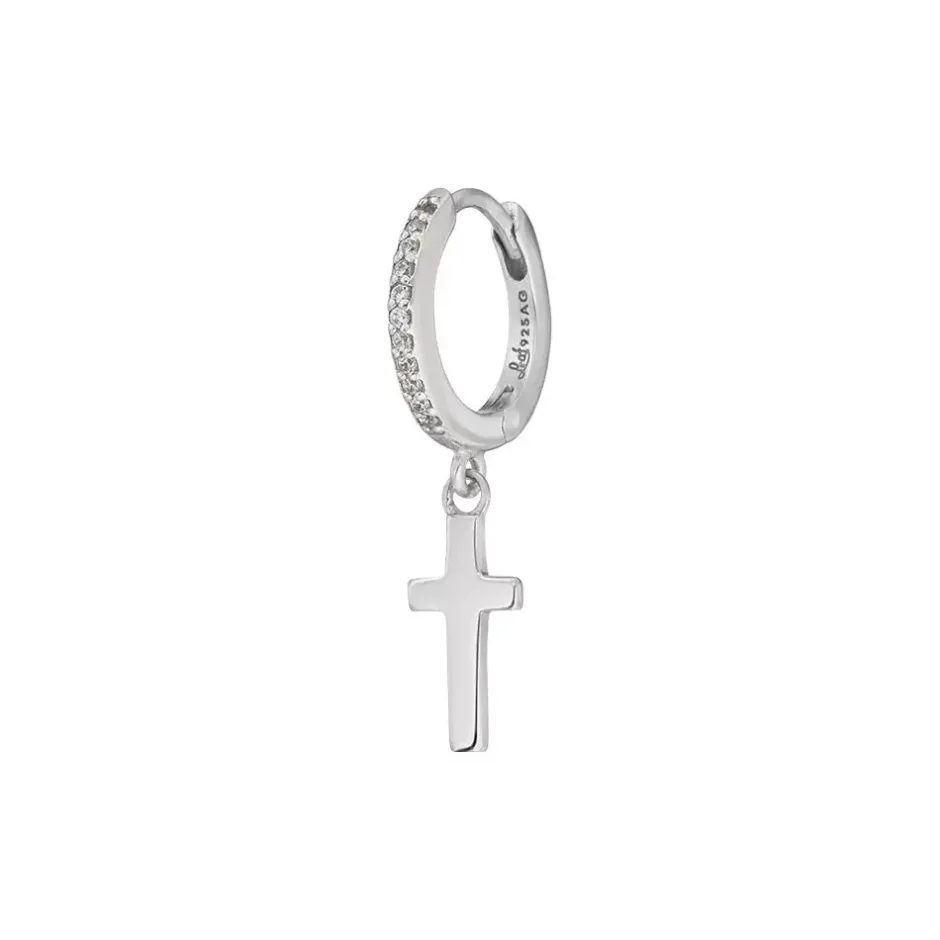single_creole_crosszirkon_0.webp Single Creole CROSS/Zirkonia, 925 Sterlingsilber-LEAF Online