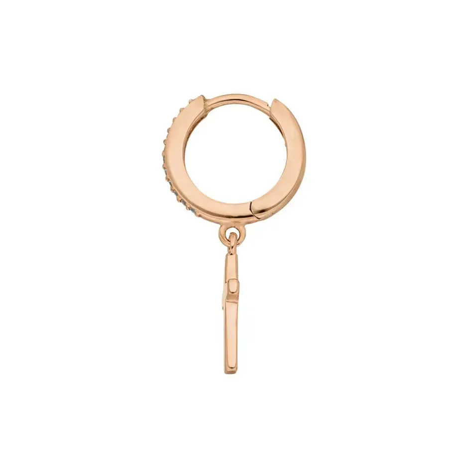 single_creole_crosszirkon_2-2.webp Single Creole CROSS/Zirkonia, 18 K Rosegold vergoldet-LEAF Fashion