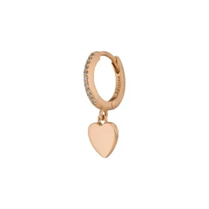 Single Creole HEART/Zirkonia, 18 K Rosegold vergoldet-LEAF Clearance