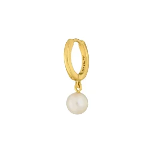 Single Creole PEARL, 18 K Gelbgold vergoldet-LEAF Hot
