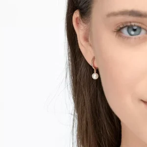 Single Creole PEARL, 18 K Rosegold vergoldet-LEAF Discount