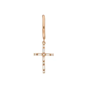 Single Creole SPARKLE CROSS, 18 K Rosegold vergoldet-LEAF Hot