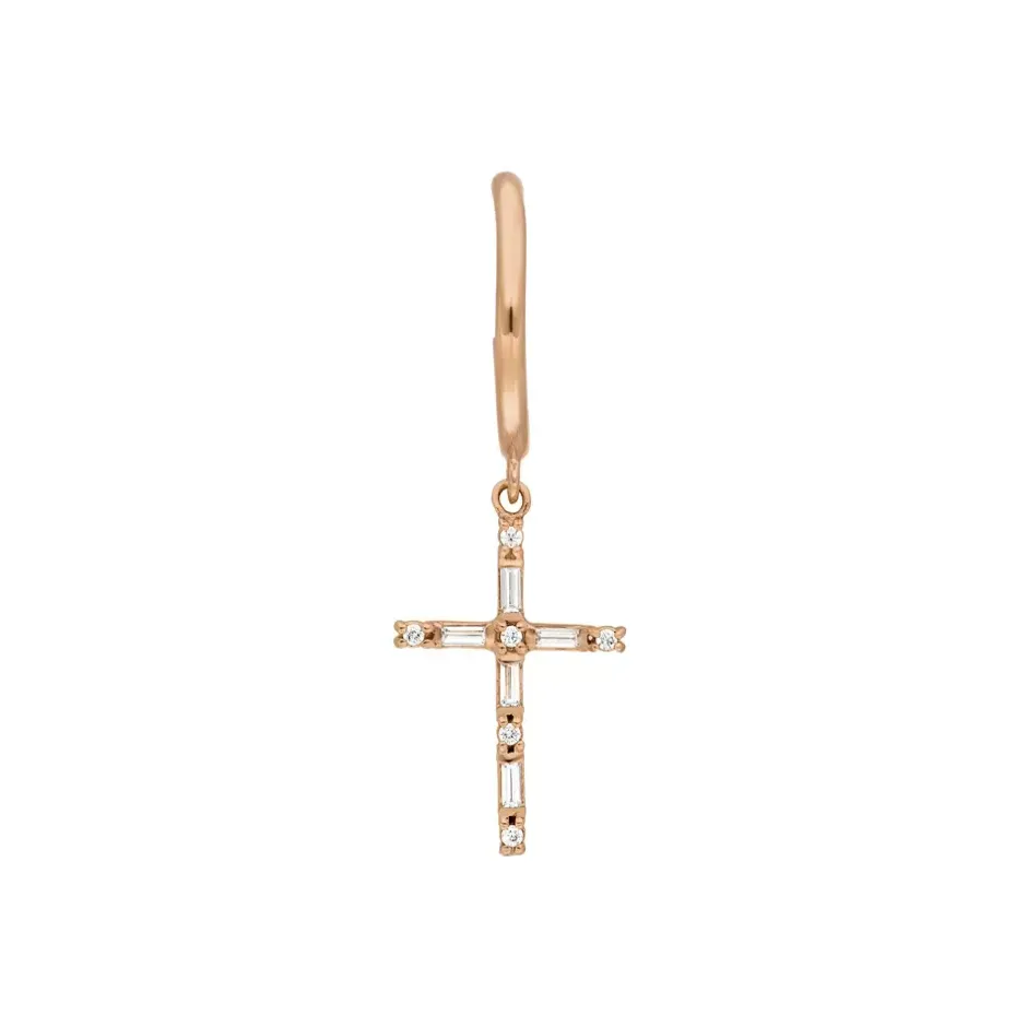 single_creole_sparkle_cro_0-1.webp Single Creole SPARKLE CROSS, 18 K Rosegold vergoldet-LEAF Hot