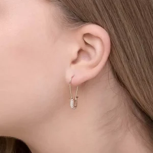 Single-Ohrhänger SAFETY PIN, 18 K Rosegold vergoldet-LEAF Online