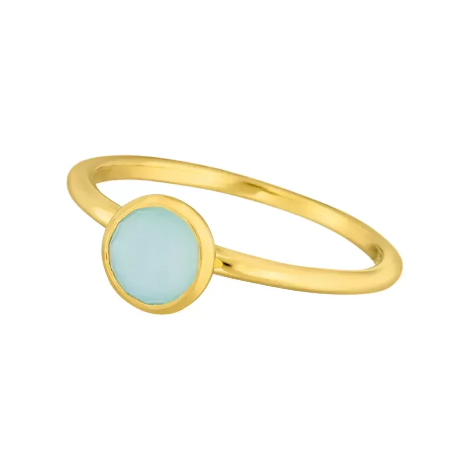 stacking_ring_aqua_chalze_0.webp Stacking Ring, Aqua Chalzedon, 6mm, 18 K Gelbgold vergoldet, Gr.50-LEAF Fashion