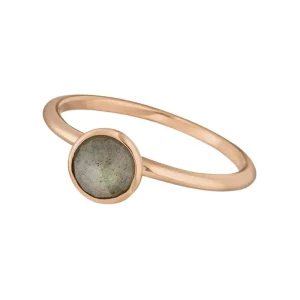 Stacking Ring, Labradorit, 6mm, 18 K Rosegold vergoldet, Gr.50-LEAF New