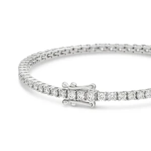 Tennisarmband mit Diamanten, 18 Karat Weißgold, 3.42ct, 17.0cm-LEAF New