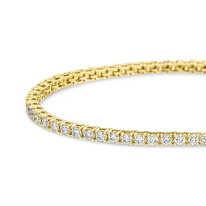 Tennisarmband mit Diamanten, 18 Karat Gelbgold, 3.42ct, 17.0cm-LEAF Sale