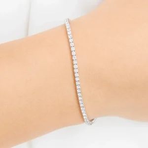 Tennisarmband mit Diamanten, 18 Karat Weißgold, 3.42ct, 17.0cm-LEAF New