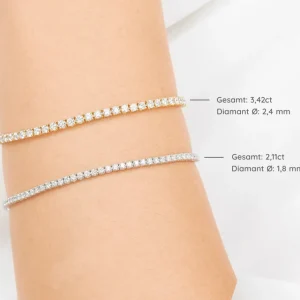 Tennisarmband mit Diamanten, 18 Karat Weißgold, 3.42ct, 17.0cm-LEAF New