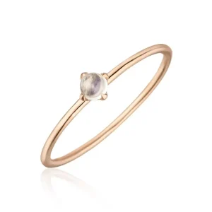 Verlobungsring Cabochon, 14 Karat Rosegold, Mondstein, Gr.52-LEAF Sale