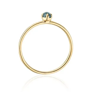 Verlobungsring Cabochon, 14 Karat Gelbgold, Blauer Topas-LEAF New
