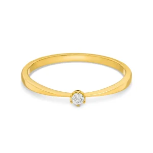 Verlobungsring Classic Solitair 0,04ct, 14K Gelbgold, Gr.52-LEAF Fashion