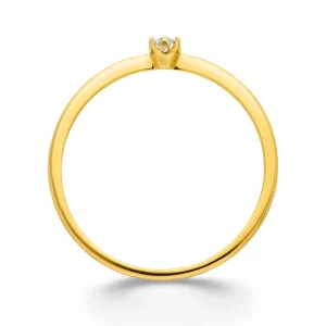 Verlobungsring Classic Solitair 0,04ct, 14K Gelbgold, Gr.52-LEAF Fashion