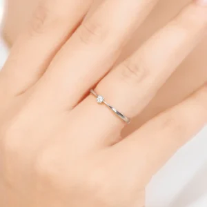 Verlobungsring Classic Solitair 0,04ct, 14 Karat Weißgold, Gr.52-LEAF Hot