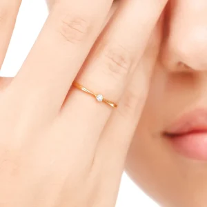 Verlobungsring Classic Solitair 0,04ct, 14K Gelbgold, Gr.52-LEAF Fashion